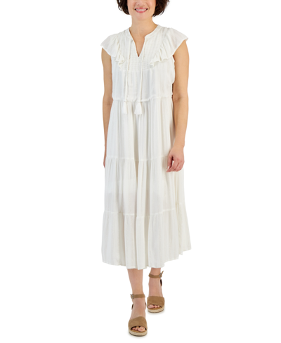 Style & Co Women's Ruffled Shine Midi Dress, Created For Macy's In Bright White