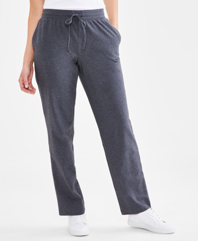 Style & Co Women's Mid Rise Drawstring-waist Sweatpants, Created For Macy's In Charcoal Heather