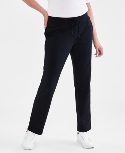 Style & Co Women's Mid Rise Drawstring-waist Sweatpants, Created For Macy's In Deep Black