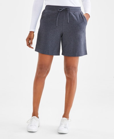 Style & Co Women's Mid Rise Sweatpant Shorts, Created For Macy's In Charcoal Heather