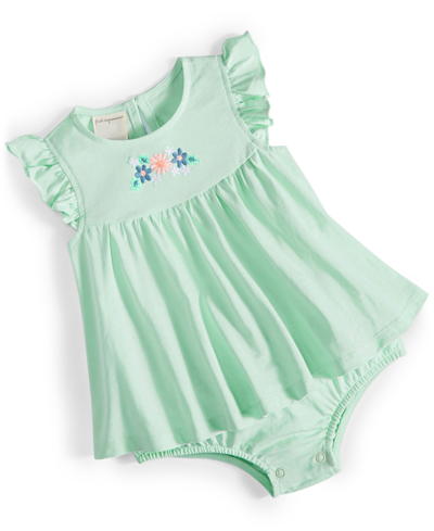 First Impressions Baby Girls Petals Cotton Sunsuit, Created For Macy's In Fuzzy Green