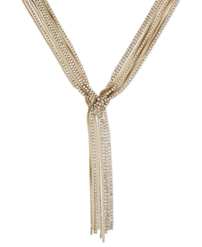 Inc International Concepts Crystal Multi-chain Lariat Necklace, 19" + 3" Extender, Created For Macy's In Gold