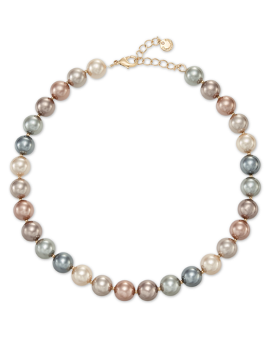 Charter Club Gold-tone Tonal Imitation Pearl All-around Collar Necklace, 16" + 2" Extender, Created For Macy's In Taupe