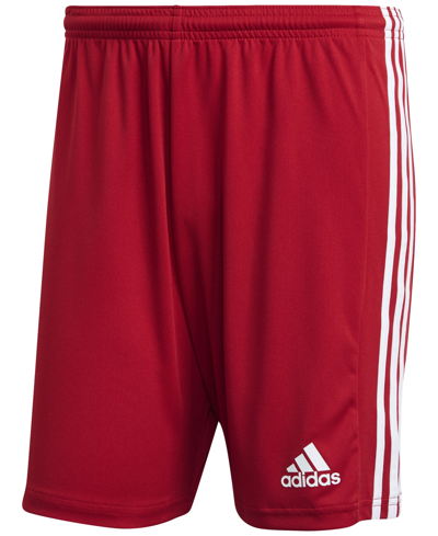 Adidas Originals Men's Squadra 21 Knit Moisture-wicking 7-1/2" Shorts In Power Red,white