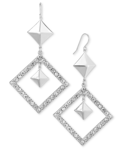 Inc International Concepts Pave Diamond-shape Statement Earrings, Created For Macy's In Silver