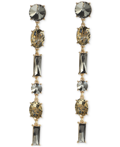 Inc International Concepts Gold-tone Mixed Stone Linear Drop Earrings, Created For Macy's In Grey
