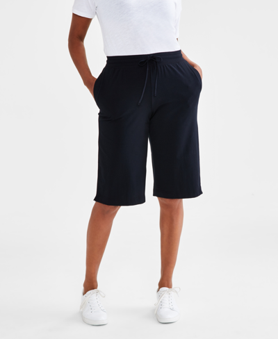 Style & Co Women's Mid Rise Sweatpant Bermuda Shorts, Created For Macy's In Deep Black