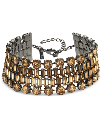 Inc International Concepts Mixed Cut Crystal Multi-row Choker Necklace, 11" + 5" Extender, Created For Macy's In Brown