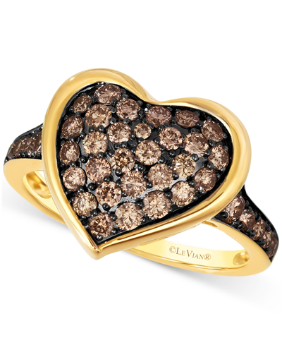 Le Vian Godiva X  Chocolate Diamond Heart Ring (3/4 Ct. T.w.) In 14k Gold In K Honey Gold Ring