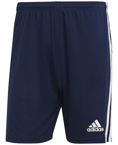 Adidas Originals Men's Squadra 21 Knit Moisture-wicking 7-1/2" Shorts In Navy Blue,white