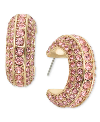 Inc International Concepts Small Pave C-hoop Earrings, 1.02", Created For Macy's In Pink