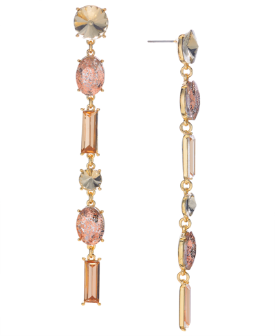 Inc International Concepts Gold-tone Mixed Stone Linear Drop Earrings, Created For Macy's In Multi