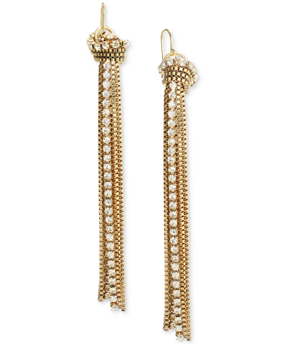 Inc International Concepts Pave & Chain Tassel Linear Drop Earrings, Created For Macy's In Gold