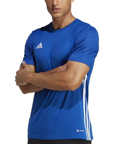 Adidas Originals Men's Tiro 23 League Slim-fit Performance 3-stripes T-shirt In Royal Blue,white