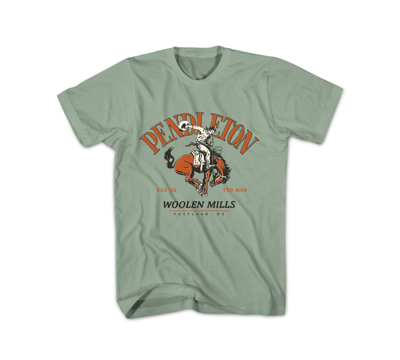 Pendleton Men's Bucking Horse Crewneck Short Sleeve Graphic T-shirt In Sage,rust