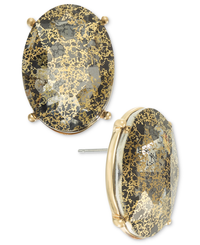 Inc International Concepts Oval Stone Button Earrings, Created For Macy's In Gold