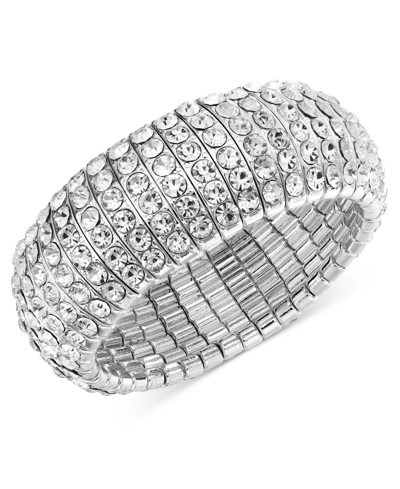 Inc International Concepts Crystal-covered Stretch Bracelet, Created For Macy's In Silver