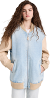 Stella Mccartney S-wave Vintage Wash Denim Bomber Jacket In Blue
