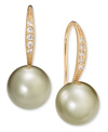 CHARTER CLUB GOLD-TONE PAVE & TONAL IMITATION PEARL DROP EARRINGS, CREATED FOR MACY'S