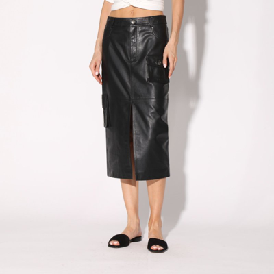 Walter Baker Women's Selene Front Slit Leather Midi Skirt In Black