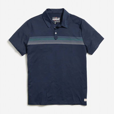 Marine Layer Recycled Sport Chest Stripe Polo In Blue