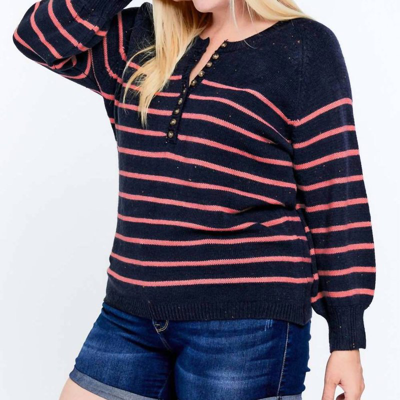 DAVI & DANI STRIPE PLUS SWEATER