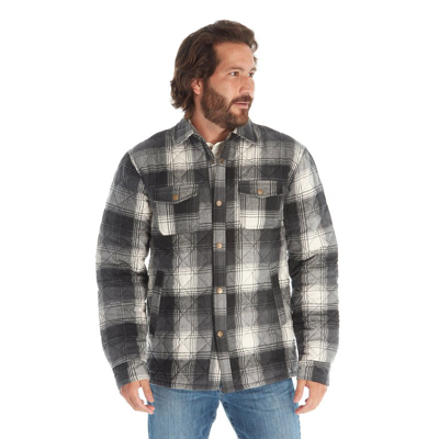 Px Clothing Men's Heavy Quilted Plaid Shirt Jacket In Black