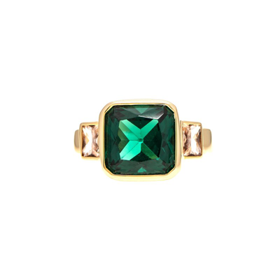 Rivka Friedman Cushion Cut Emerald + Cubic Zirconia Ring In Gold