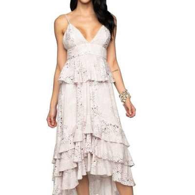 Buddylove Georgia Pebble High Low Dress In Pink Snake Skin In Beige