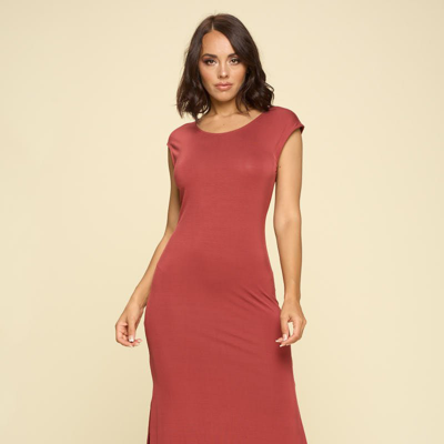 West K Ivy Knit Midi Dress With Side Slit In Red