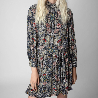 Zadig & Voltaire Rivali Dress In Blue Floral Print