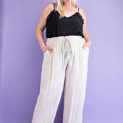 Eesome Linen Wide Leg Pant In White