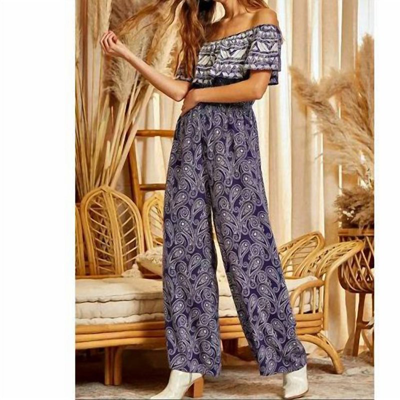Andree By Unit Off Shoulder Jumpsuit In Blue