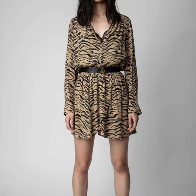 Zadig & Voltaire Rinka Tiger Dress In Tiger Print In Brown