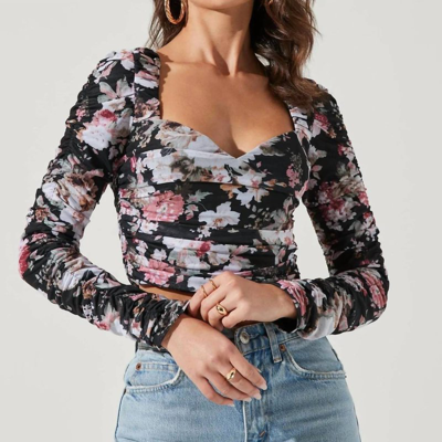 ASTR ERICA FLORAL RUCHED TOP