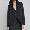 L Agence Kenzie Double Breasted Blazer In Black Brush
