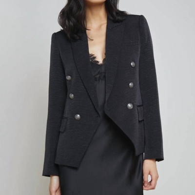 L Agence Kenzie Double Breasted Blazer In Black Brush