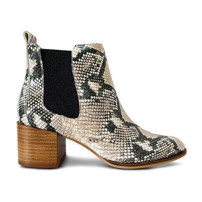 Yosi Samra Melissa Chelsea Boot In Natural Snake Leather In Brown