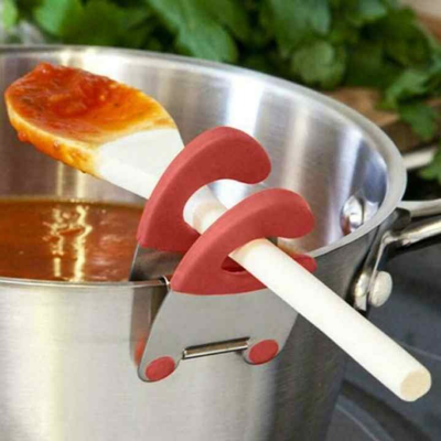 Vigor Kitchen Spoon Holder Utensil Pot Clips Cooking Kitchen Utensils Clamp Frame Dual Purpose In Red