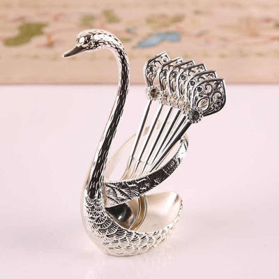 Vigor Elegant Gift Cute Spoon Rest Swan Expresso Spoons Gifts For Coffee Lovers Gold Spoon In Grey