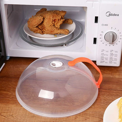 Vigor High Temperature Resistance Food Plate Cover Clear Microwave Splatter Cooker Lid With Steam Vent Mic In White