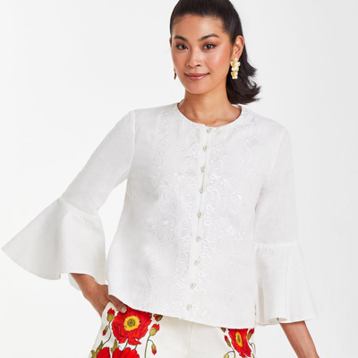 Mestiza Lila Barong Top In White