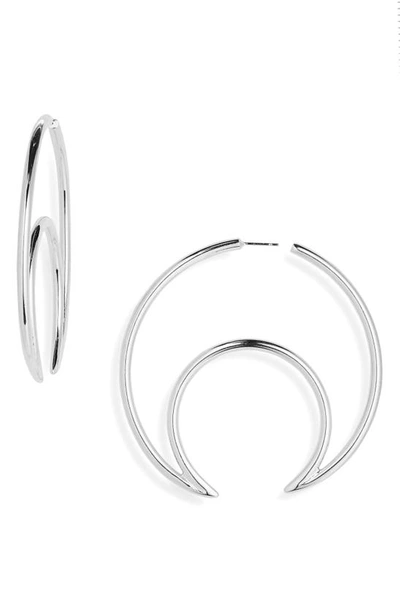 Marine Serre Moon Hoop Earrings In Silver