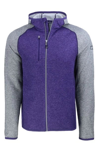 Cutter & Buck Mainsail Knit Hoodie In College Purple/polish Heather