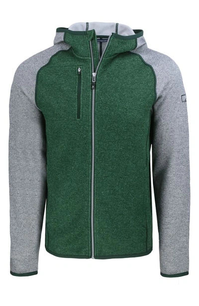 Cutter & Buck Mainsail Knit Hoodie In Hunter/polished Heather