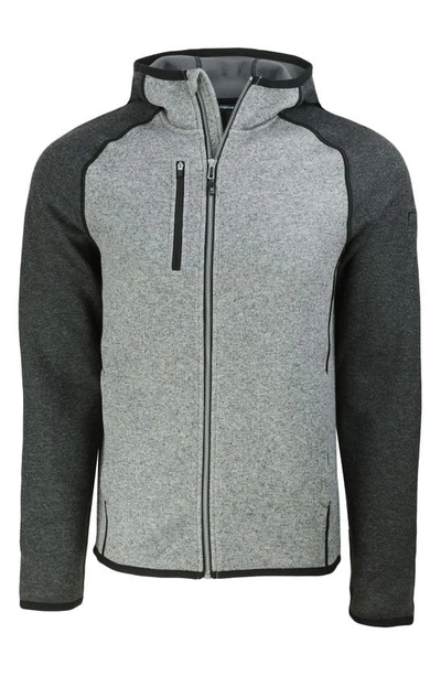 Cutter & Buck Mainsail Knit Hoodie In Polished Heather/charcoal