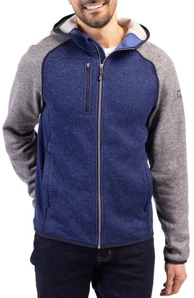 Cutter & Buck Mainsail Knit Hoodie In Tour Blue/polished Heather