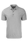 Cutter & Buck Forge Eco Heather Stripe Stretch Recycled Mens Polo In Gray