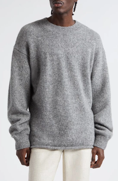 Jacquemus Jacquard Logo Alpaca Sweater In Grey