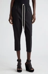 Rick Owens Pressed-crease Drawstring Cropped Trousers In Black